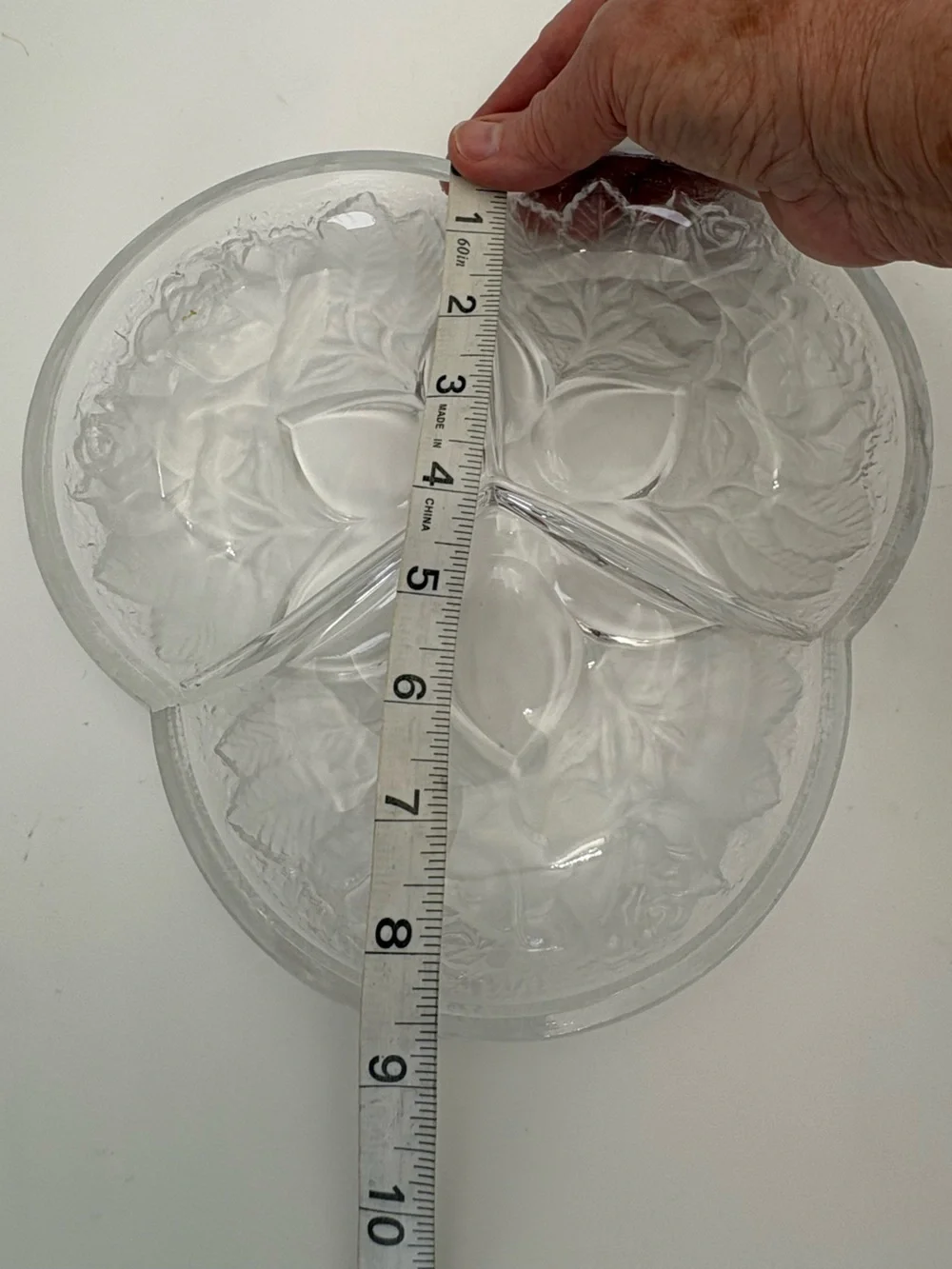 Gorgeous Vintage Crystal Divided Serving Dish Pair In Frosted Rose Pattern